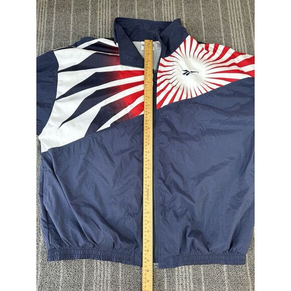 Reebok Jacket Mens XL Blue Track Jacket Vintage Rising Sun Windbreaker Full ZiP - Picture 7 of 12